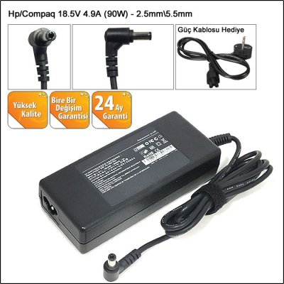 HpCompaq 18.5V 4.9A (90W) - 2.5mm5.5mm - Notebook Adaptör